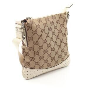 Gucci Beige Tan Canvas Leather GG Bag White Shoulder